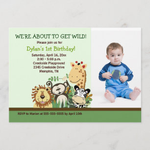 Zoo Crew Jungle Safari *PHOTO* Birthday 5x7 Invitation