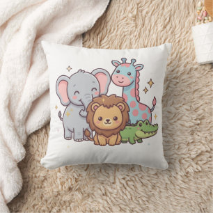 Zoo Cute Animal Kawaii Child Fun Wilds Safari Trip Cushion