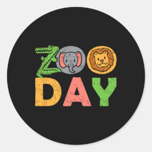 Zoo Day Family Trip Zoo Visitor Wildlife Kids Vaca Classic Round Sticker