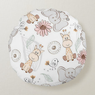 Zoo Friends Round Pillow