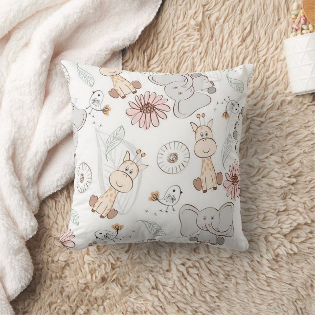 Zoo Friends Throw Pillow 16" x 16" (Blanket)