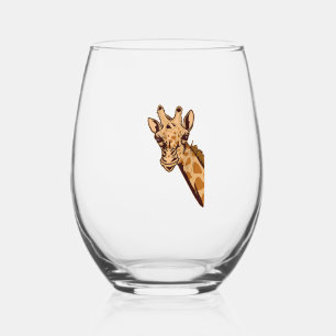 Zoo Giraffe Animal - African Savanna Zookeeper Saf Stemless Wine Glass
