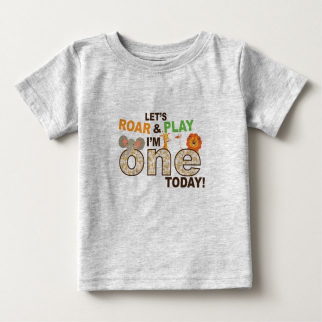 zoo / jungle theme First 1st birthday shirt (Front)