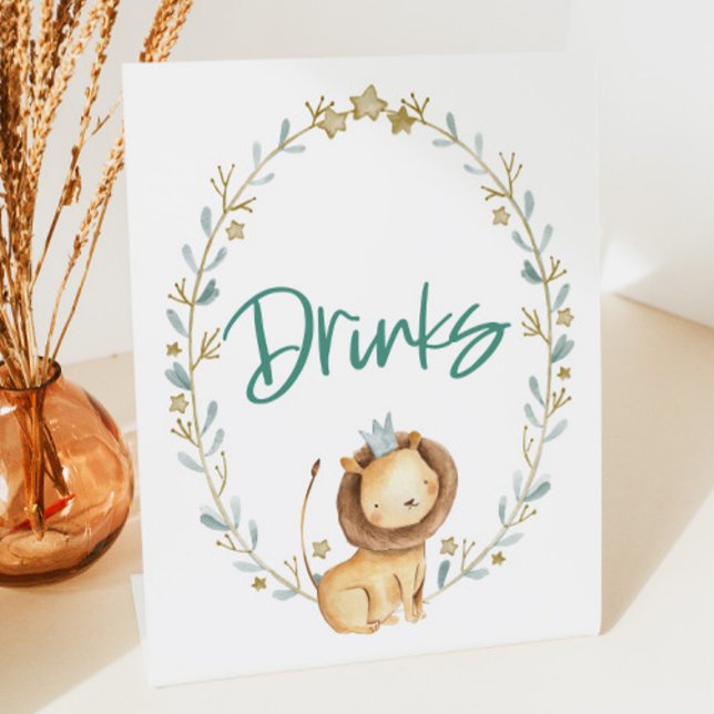 Zoo Safari Animal Lion Baby Shower Drink Table  Pedestal Sign (Creator Uploaded)