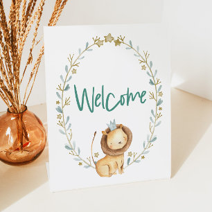 Zoo Safari Animal Lion Baby Shower Mini Welcome Pedestal Sign