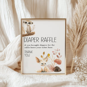 Zoo Safari Animals Baby Shower Diaper Raffle Poster