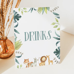 Zoo Safari Animals Drinks Drink Table Party Sign