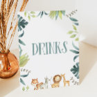 Zoo Safari Animals Drinks Drink Table Party Sign