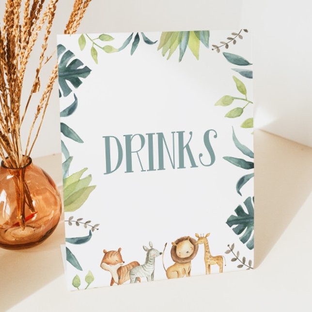 Zoo Safari Animals Drinks Drink Table Party Sign (Creator Uploaded)