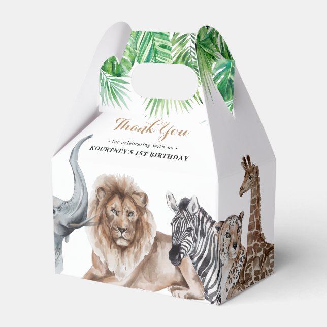 Zoo Safari Animals Thank You Favour Box (Front Side)
