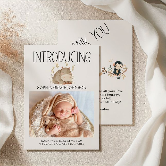 Zoo Safari Nursery Animals Baby Announcement (Creator Uploaded)