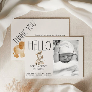 Zoo Safari Nursery Animals Baby Announcement