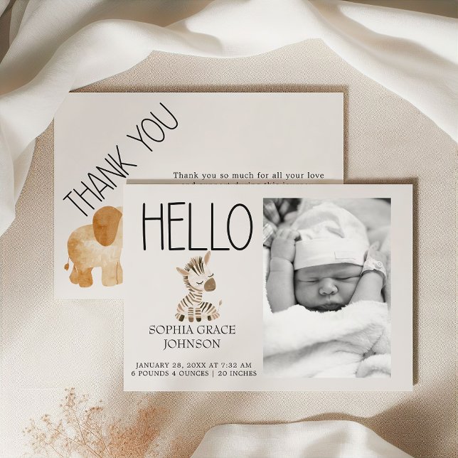 Zoo Safari Nursery Animals Baby Announcement (Creator Uploaded)