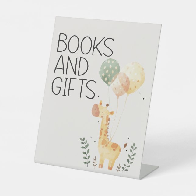 Zoo Safari Nursery Animals Baby Shower Books Gifts Pedestal Sign (Front)