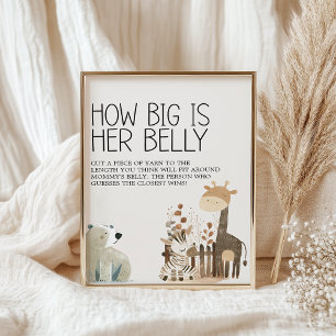 Zoo Safari Nursery Animals Baby Shower Game Poster