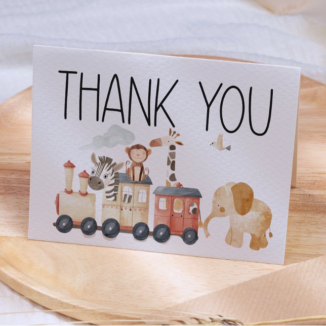 Zoo Safari Nursery Animals Baby Shower Thank You Card (Creator Uploaded)