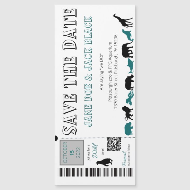 Zoo Save the Date Magnetic Invitation (Front)