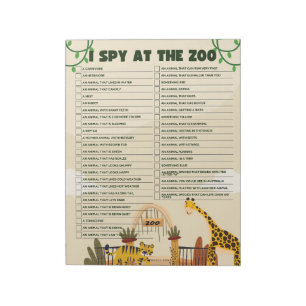 Zoo Scavenger Hunt Educational Notepad
