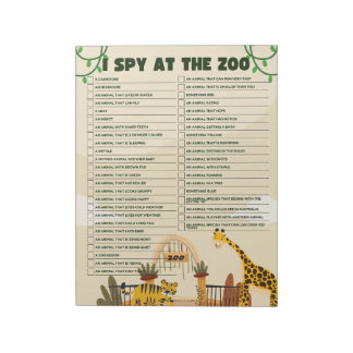 Zoo Scavenger Hunt Educational Notepad
