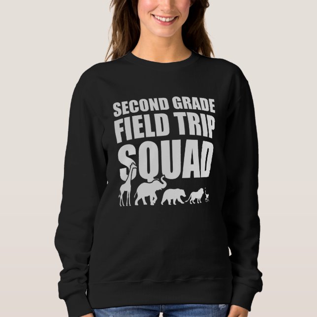 Zoo Second Grade Field Trip Squad Kids Boys Girls Sweatshirt (Front)