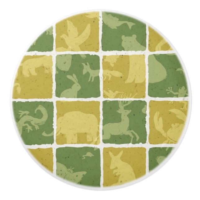 zoo themed pattern ceramic knob (Front)