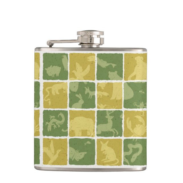 zoo themed pattern hip flask (Front)
