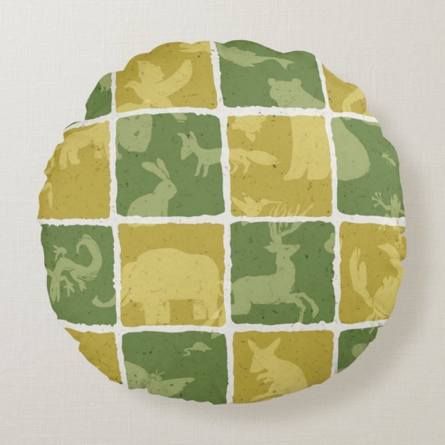 zoo themed pattern round cushion (Front)
