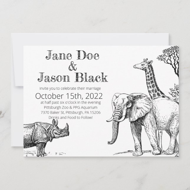 Zoo Wedding Invitation (Front)