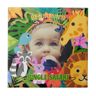 Zoo Wild Animal Jungle Safari Kids Birthday Ceramic Tile