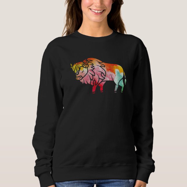 Zoo Wildlife Animal  Zookeeper Buffalo Bison Color Sweatshirt (Front)