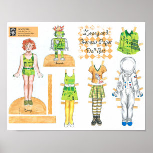 Zooey and Genesis Paper Doll Set - Play or Display Poster