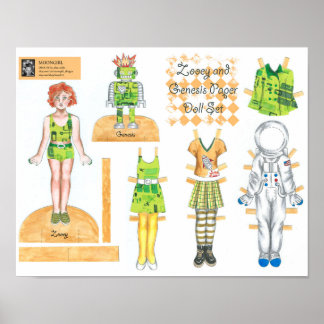 Zooey and Genesis Paper Doll Set - Play or Display Poster