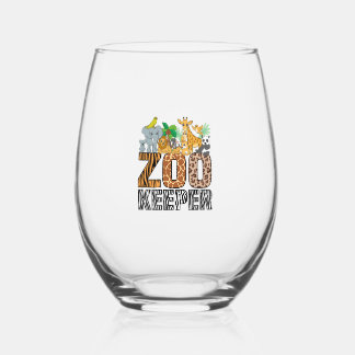 Zookeeper Costume Zebra Wild Print African Animal Stemless Wine Glass