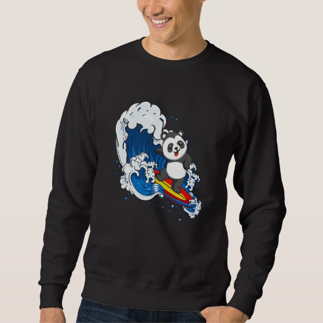 Zookeeping Surfing Wildlife Animal Panda Bear Surf Sweatshirt (Front)