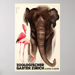 Zoological Garden Zurich Switzerland Vintage Poster