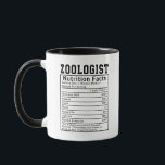 Zoologist Nutrition Facts Design – Nature Lover’s  Mug<br><div class="desc">Celebrate your love for animals and science with this funny Zoologist Nutrition Facts design! Perfect for wildlife biologists, animal lovers, conservationists, or anyone passionate about the natural world. Featuring a playful parody of a nutrition label, it highlights the “essential ingredients” every zoologist needs—like curiosity, fieldwork, caffeine, and a whole lot...</div>