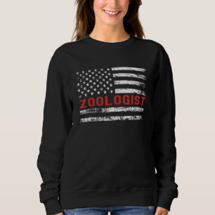 Zoologist USA Flag Profession Retro Job Title Sweatshirt