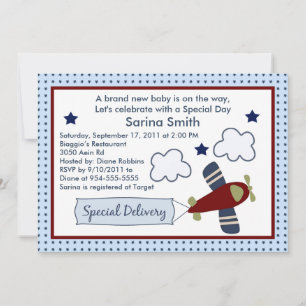 Zoom Along/Aeroplane 2 Baby Shower Invitations