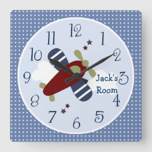 Zoom Along Aeroplane Nursery/Children's Clock