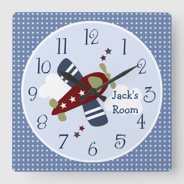 Zoom Along Airplane Nursery/Children's Clock (Front)