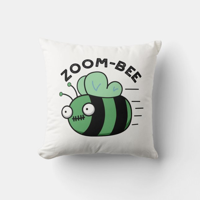 Zoom-bee Funny Halloween Zombie Bee Pun Cushion (Front)