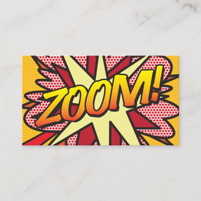 ZOOM Fun Retro Comic Book Business Card (Front)