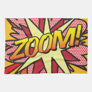 ZOOM Fun Retro Comic Book Pop Art Tea Towel