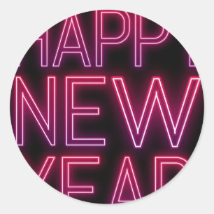 Zoom In Purple Gradient New Year Classic Round Sticker