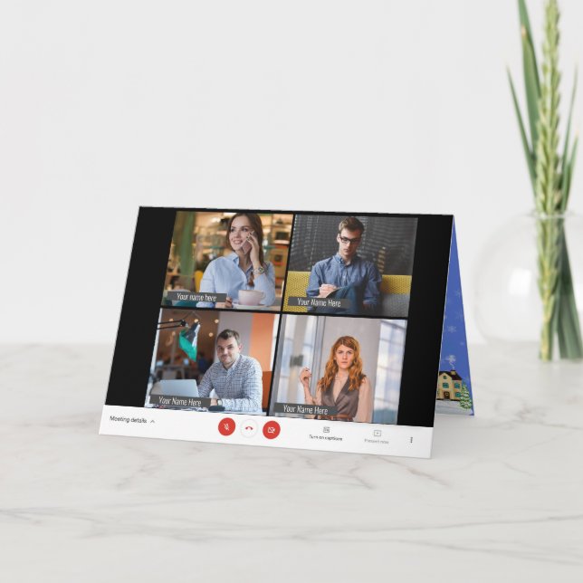 Zoom Meeting Funny Online Photo Christmas Holiday Card (Front)