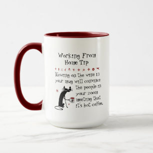 Zoom Meeting Wine Tip Funny Quote with Cat Mug