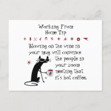 Zoom Meeting Wine Tip Funny Quote with Cat