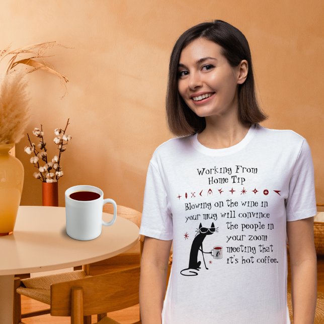 Zoom Meeting Wine Tip Funny Quote with Cat T-Shirt (Creator Uploaded)