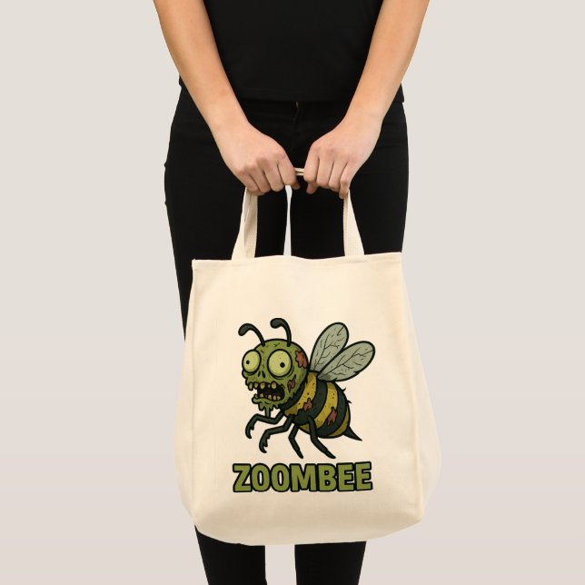  Zoombee – Funny Zombie Bee Cartoon Design Tote Bag (Front (Product))