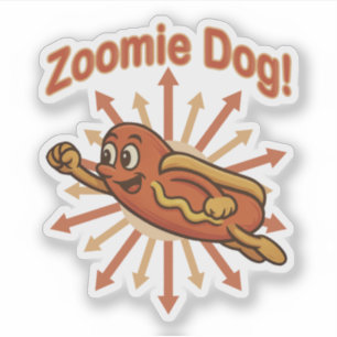 Zoomie Dog Flying Hot Dog Cartoon – Fun Retro